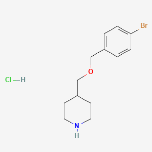 molecular formula C13H19BrClNO B1525691 4-(((4-Bromobenzyl)oxy)methyl)piperidine hydrochloride CAS No. 1220034-86-5