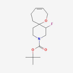 molecular formula C15H24FNO3 B15256911 tert-Butyl 1-fluoro-7-oxa-3-azaspiro[5.6]dodec-9-ene-3-carboxylate 