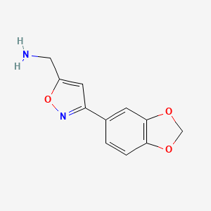 molecular formula C11H10N2O3 B1525723 C-(3-BENZO[1,3]DIOXOL-5-YL-ISOXAZOL-5-YL)-METHYLAMINE CAS No. 885273-58-5