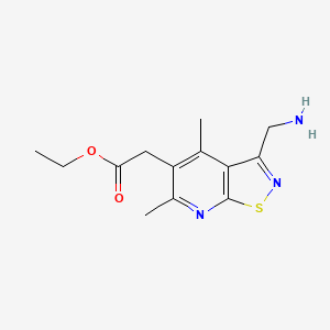 molecular formula C13H17N3O2S B15257273 Ethyl 2-[3-(aminomethyl)-4,6-dimethyl-[1,2]thiazolo[5,4-b]pyridin-5-yl]acetate 