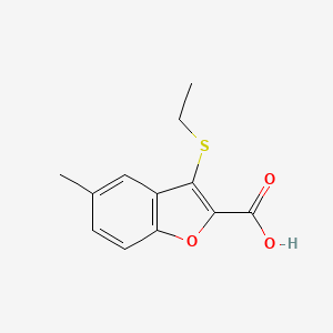 molecular formula C12H12O3S B15258041 3-(Ethylsulfanyl)-5-methyl-1-benzofuran-2-carboxylic acid 