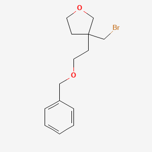 molecular formula C14H19BrO2 B15258173 3-[2-(Benzyloxy)ethyl]-3-(bromomethyl)oxolane 