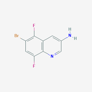 molecular formula C9H5BrF2N2 B15258314 6-Bromo-5,8-difluoroquinolin-3-amine 