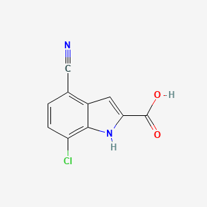 molecular formula C10H5ClN2O2 B15258394 7-Chloro-4-cyano-1H-indole-2-carboxylic acid 