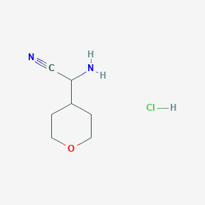 molecular formula C7H13ClN2O B1525870 2-Amino-2-(oxan-4-yl)acetonitrile hydrochloride CAS No. 1354963-52-2