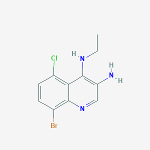 molecular formula C11H11BrClN3 B15258915 8-Bromo-5-chloro-N4-ethylquinoline-3,4-diamine 