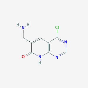 molecular formula C8H7ClN4O B15258988 6-(Aminomethyl)-4-chloro-7H,8H-pyrido[2,3-d]pyrimidin-7-one 