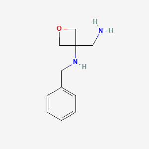 molecular formula C11H16N2O B1525906 3-(aminomethyl)-N-benzyloxetan-3-amine CAS No. 1021392-83-5
