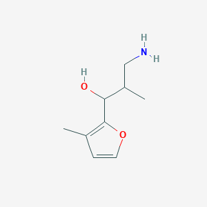 molecular formula C9H15NO2 B15259245 3-Amino-2-methyl-1-(3-methylfuran-2-yl)propan-1-ol 