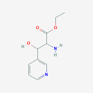 molecular formula C10H14N2O3 B15259504 Ethyl 2-amino-3-hydroxy-3-(pyridin-3-yl)propanoate 