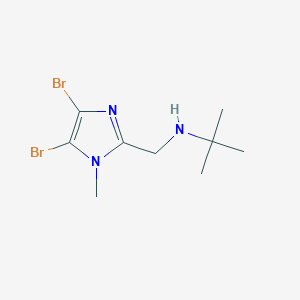 molecular formula C9H15Br2N3 B15259526 tert-Butyl[(4,5-dibromo-1-methyl-1H-imidazol-2-yl)methyl]amine 