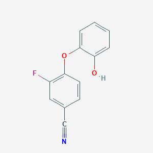 molecular formula C13H8FNO2 B1525954 3-Fluoro-4-(2-hydroxyphenoxy)benzonitrile CAS No. 1183090-50-7