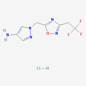 molecular formula C8H9ClF3N5O B1525958 1-{[3-(2,2,2-trifluoroethyl)-1,2,4-oxadiazol-5-yl]methyl}-1H-pyrazol-4-amine hydrochloride CAS No. 1354957-62-2