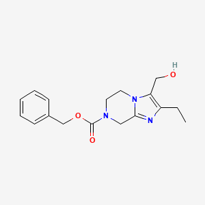 molecular formula C17H21N3O3 B15259955 Benzyl 2-ethyl-3-(hydroxymethyl)-5H,6H,7H,8H-imidazo[1,2-a]pyrazine-7-carboxylate 