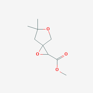 molecular formula C9H14O4 B15259980 Methyl 6,6-dimethyl-1,5-dioxaspiro[2.4]heptane-2-carboxylate 