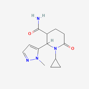 molecular formula C13H18N4O2 B15260081 1-Cyclopropyl-2-(1-methyl-1H-pyrazol-5-yl)-6-oxopiperidine-3-carboxamide 