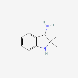 molecular formula C10H14N2 B15260375 2,2-Dimethyl-2,3-dihydro-1H-indol-3-amine 