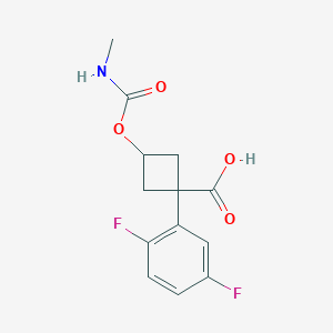 molecular formula C13H13F2NO4 B15260383 (1S,3s)-1-(2,5-difluorophenyl)-3-[(methylcarbamoyl)oxy]cyclobutane-1-carboxylic acid 