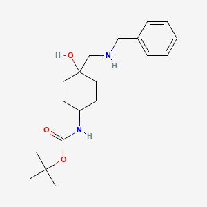 molecular formula C19H30N2O3 B15260573 tert-Butyl N-{4-[(benzylamino)methyl]-4-hydroxycyclohexyl}carbamate 