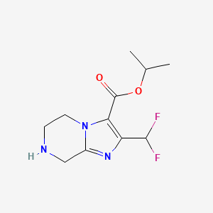 molecular formula C11H15F2N3O2 B15260694 Propan-2-yl 2-(difluoromethyl)-5H,6H,7H,8H-imidazo[1,2-a]pyrazine-3-carboxylate 