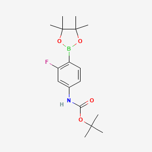molecular formula C17H25BFNO4 B1526082 tert-Butyl (3-fluoro-4-(4,4,5,5-tetramethyl-1,3,2-dioxaborolan-2-yl)phenyl)carbamate CAS No. 1256256-45-7