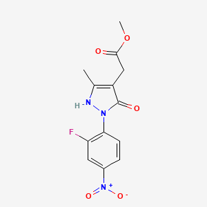 molecular formula C13H12FN3O5 B15260861 Methyl 2-[2-(2-fluoro-4-nitrophenyl)-5-methyl-3-oxo-2,3-dihydro-1H-pyrazol-4-yl]acetate 