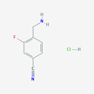 molecular formula C8H8ClFN2 B1526089 4-(Aminomethyl)-3-fluorobenzonitrile hydrochloride CAS No. 1354963-08-8