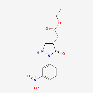 molecular formula C13H13N3O5 B15260904 Ethyl 2-[2-(3-nitrophenyl)-3-oxo-2,3-dihydro-1H-pyrazol-4-yl]acetate 