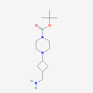 molecular formula C14H27N3O2 B15261196 tert-Butyl 4-[3-(aminomethyl)cyclobutyl]piperazine-1-carboxylate 