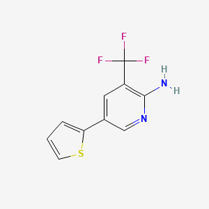 molecular formula C10H7F3N2S B15261229 5-(Thiophen-2-yl)-3-(trifluoromethyl)pyridin-2-amine 