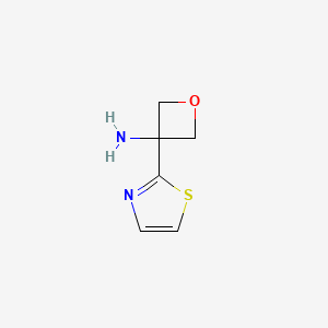molecular formula C6H8N2OS B15261327 3-(1,3-Thiazol-2-yl)oxetan-3-amine 