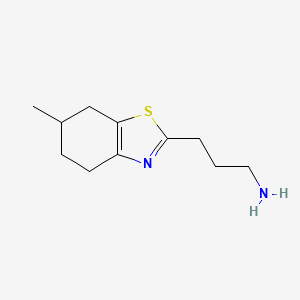molecular formula C11H18N2S B15261401 3-(6-Methyl-4,5,6,7-tetrahydro-1,3-benzothiazol-2-yl)propan-1-amine 