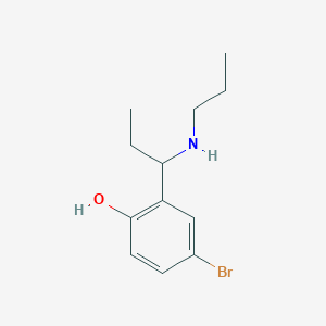molecular formula C12H18BrNO B15261429 4-Bromo-2-[1-(propylamino)propyl]phenol 