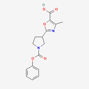 molecular formula C16H16N2O5 B15261432 4-Methyl-2-[1-(phenoxycarbonyl)pyrrolidin-3-yl]-1,3-oxazole-5-carboxylic acid 
