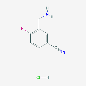 molecular formula C8H8ClFN2 B1526149 3-(Aminomethyl)-4-fluorobenzonitrile hydrochloride CAS No. 1354951-19-1