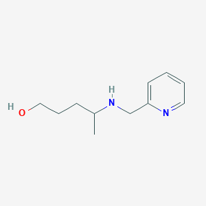 molecular formula C11H18N2O B15261518 4-[(Pyridin-2-ylmethyl)amino]pentan-1-ol 