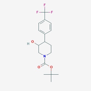 molecular formula C17H22F3NO3 B1526153 Tert-butyl 3-hydroxy-4-[4-(trifluoromethyl)phenyl]piperidine-1-carboxylate CAS No. 1004619-28-6