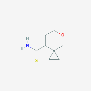 molecular formula C8H13NOS B15261568 5-Oxaspiro[2.5]octane-8-carbothioamide 