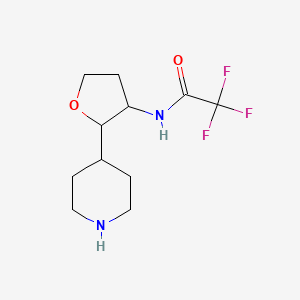 molecular formula C11H17F3N2O2 B15261590 2,2,2-Trifluoro-N-[2-(piperidin-4-yl)oxolan-3-yl]acetamide 