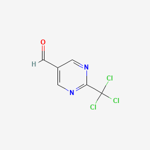 molecular formula C6H3Cl3N2O B15261591 2-(Trichloromethyl)pyrimidine-5-carbaldehyde 