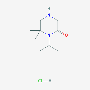 molecular formula C9H19ClN2O B1526163 6,6-Dimethyl-1-(propan-2-yl)piperazin-2-one hydrochloride CAS No. 1354950-69-8