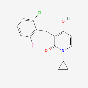 molecular formula C15H13ClFNO2 B1526165 3-(2-chloro-6-fluorobenzyl)-1-cyclopropyl-4-hydroxy-2(1H)-pyridinone CAS No. 477860-60-9