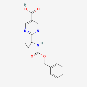 molecular formula C16H15N3O4 B15261684 2-(1-{[(Benzyloxy)carbonyl]amino}cyclopropyl)pyrimidine-5-carboxylic acid 