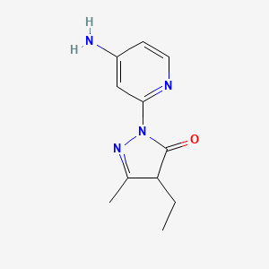 molecular formula C11H14N4O B15261692 1-(4-Aminopyridin-2-yl)-4-ethyl-3-methyl-4,5-dihydro-1H-pyrazol-5-one 