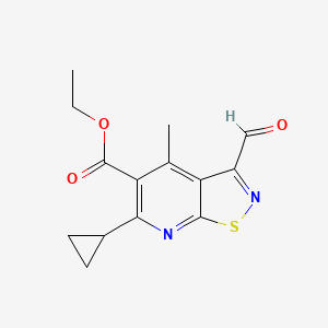 molecular formula C14H14N2O3S B15261726 Ethyl 6-cyclopropyl-3-formyl-4-methyl-[1,2]thiazolo[5,4-b]pyridine-5-carboxylate 
