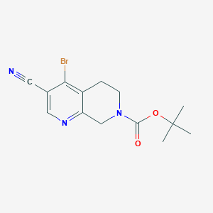 molecular formula C14H16BrN3O2 B1526174 Tert-butyl 4-bromo-3-cyano-5,6-dihydro-1,7-naphthyridine-7(8H)-carboxylate CAS No. 1333996-55-6