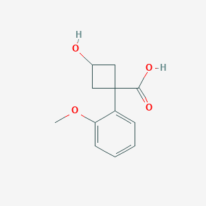 molecular formula C12H14O4 B15261799 (1S,3s)-3-hydroxy-1-(2-methoxyphenyl)cyclobutane-1-carboxylic acid 