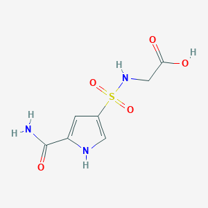 molecular formula C7H9N3O5S B1526180 2-(5-氨甲酰基-1H-吡咯-3-磺酰胺基)乙酸 CAS No. 1354961-61-7