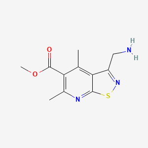 molecular formula C11H13N3O2S B15261822 Methyl 3-(aminomethyl)-4,6-dimethyl-[1,2]thiazolo[5,4-b]pyridine-5-carboxylate 