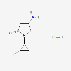 molecular formula C8H15ClN2O B1526185 4-Amino-1-(2-methylcyclopropyl)pyrrolidin-2-one hydrochloride CAS No. 1354951-36-2